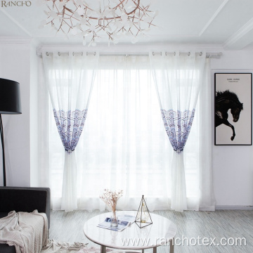 Living Room Embroidery Ready Made White Sheer Curtain